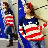 Knit Sweater American Flag