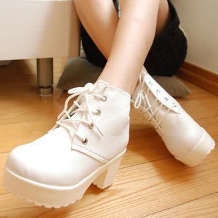 Platform Ankle Boots White