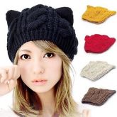 Cat Ear Crochet Beanie