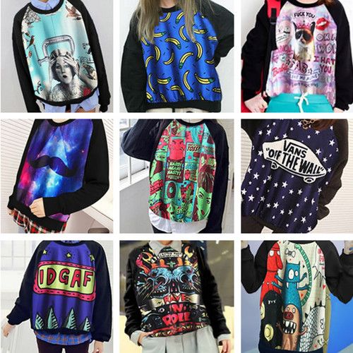 Cartoon Print Pullover Hoodies