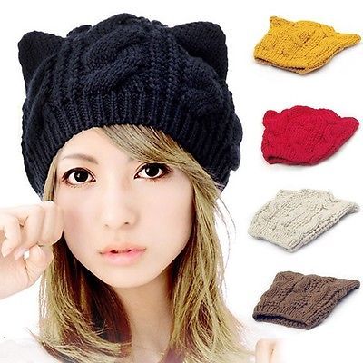 Cat Ear Crochet Beanie